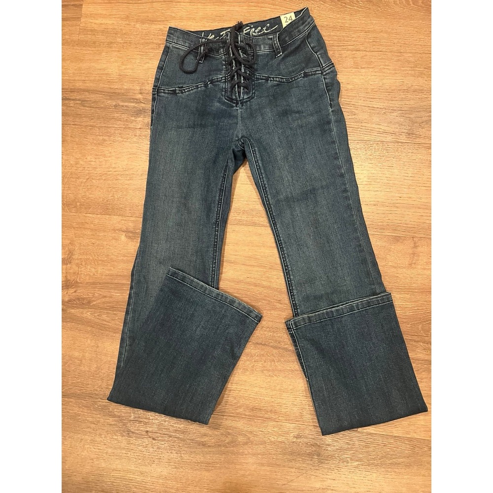 Free People (We The Free) Cotton Blend Lace Up Straight Leg Jeans size 24